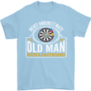 An Old Man With a Dart Board Funny Player Mens T-Shirt Cotton Gildan Light Blue
