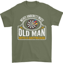 An Old Man With a Dart Board Funny Player Mens T-Shirt Cotton Gildan Military Green