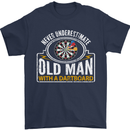 An Old Man With a Dart Board Funny Player Mens T-Shirt Cotton Gildan Navy Blue
