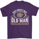 An Old Man With a Dart Board Funny Player Mens T-Shirt Cotton Gildan Purple