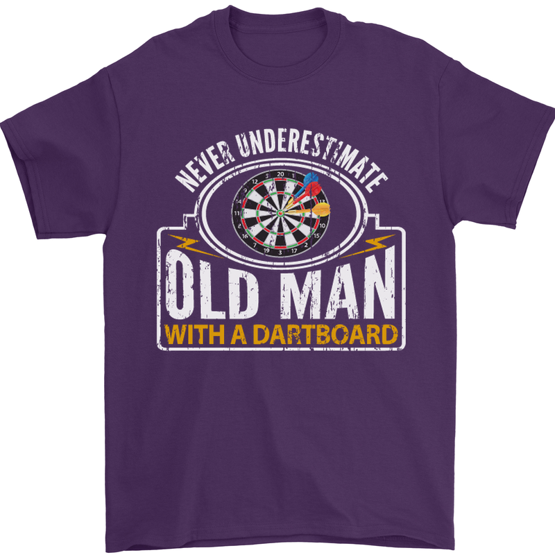 An Old Man With a Dart Board Funny Player Mens T-Shirt Cotton Gildan Purple