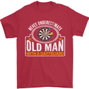 An Old Man With a Dart Board Funny Player Mens T-Shirt Cotton Gildan Red