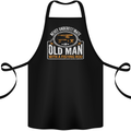 An Old Man With a Fishing Rod Fisherman Cotton Apron 100% Organic Black