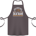 An Old Man With a Fishing Rod Fisherman Cotton Apron 100% Organic Dark Grey