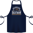 An Old Man With a Fishing Rod Fisherman Cotton Apron 100% Organic Navy Blue