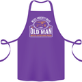 An Old Man With a Fishing Rod Fisherman Cotton Apron 100% Organic Purple