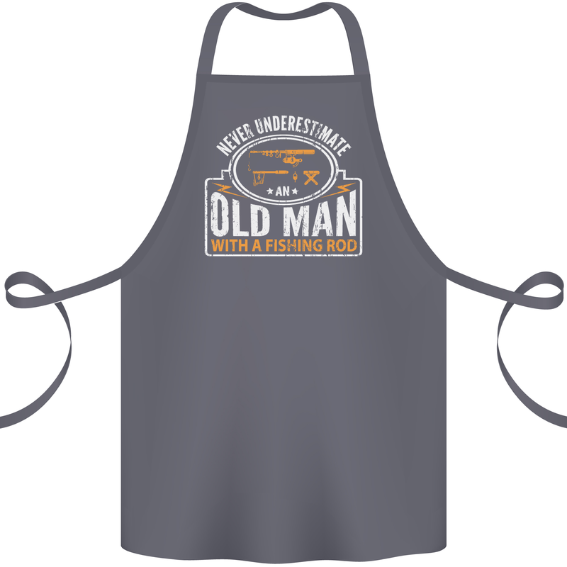 An Old Man With a Fishing Rod Fisherman Cotton Apron 100% Organic Steel