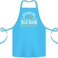 An Old Man With a Fishing Rod Fisherman Cotton Apron 100% Organic Turquoise