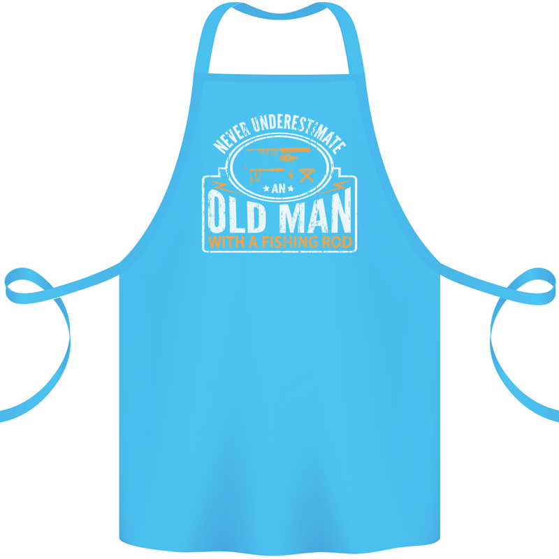 An Old Man With a Fishing Rod Fisherman Cotton Apron 100% Organic Turquoise