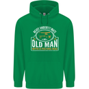 An Old Man With a Fishing Rod Fisherman Mens 80% Cotton Hoodie Irish Green