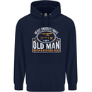 An Old Man With a Fishing Rod Fisherman Mens 80% Cotton Hoodie Navy Blue