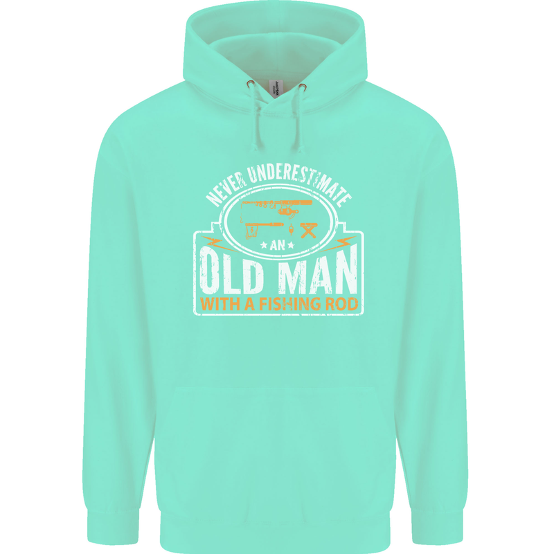 An Old Man With a Fishing Rod Fisherman Mens 80% Cotton Hoodie Peppermint