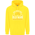 An Old Man With a Fishing Rod Fisherman Mens 80% Cotton Hoodie Yellow