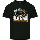An Old Man With a Fishing Rod Fisherman Mens Cotton T-Shirt Tee Top Black