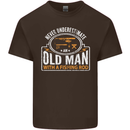 An Old Man With a Fishing Rod Fisherman Mens Cotton T-Shirt Tee Top Dark Chocolate