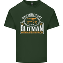 An Old Man With a Fishing Rod Fisherman Mens Cotton T-Shirt Tee Top Forest Green