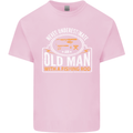 An Old Man With a Fishing Rod Fisherman Mens Cotton T-Shirt Tee Top Light Pink