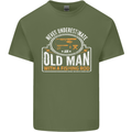 An Old Man With a Fishing Rod Fisherman Mens Cotton T-Shirt Tee Top Military Green