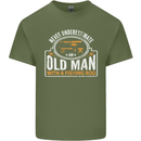 An Old Man With a Fishing Rod Fisherman Mens Cotton T-Shirt Tee Top Military Green