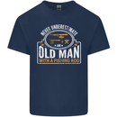 An Old Man With a Fishing Rod Fisherman Mens Cotton T-Shirt Tee Top Navy Blue