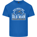 An Old Man With a Fishing Rod Fisherman Mens Cotton T-Shirt Tee Top Royal Blue