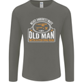 An Old Man With a Fishing Rod Fisherman Mens Long Sleeve T-Shirt Charcoal
