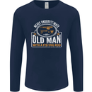 An Old Man With a Fishing Rod Fisherman Mens Long Sleeve T-Shirt Navy Blue