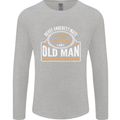 An Old Man With a Fishing Rod Fisherman Mens Long Sleeve T-Shirt Sports Grey