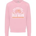 An Old Man With a Fishing Rod Fisherman Mens Sweatshirt Jumper Light Pink