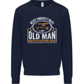 An Old Man With a Fishing Rod Fisherman Mens Sweatshirt Jumper Navy Blue
