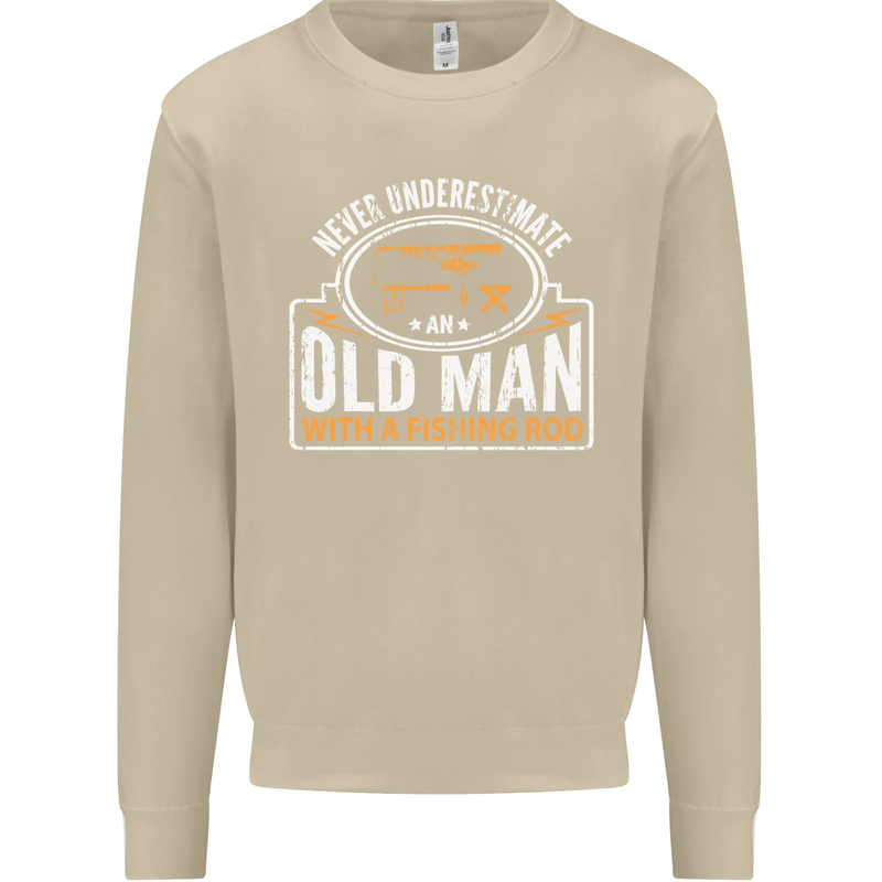 An Old Man With a Fishing Rod Fisherman Mens Sweatshirt Jumper Sand
