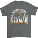 An Old Man With a Fishing Rod Fisherman Mens T-Shirt Cotton Gildan Charcoal