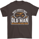 An Old Man With a Fishing Rod Fisherman Mens T-Shirt Cotton Gildan Dark Chocolate