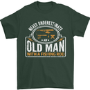 An Old Man With a Fishing Rod Fisherman Mens T-Shirt Cotton Gildan Forest Green