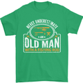 An Old Man With a Fishing Rod Fisherman Mens T-Shirt Cotton Gildan Irish Green