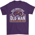 An Old Man With a Fishing Rod Fisherman Mens T-Shirt Cotton Gildan Purple