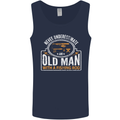 An Old Man With a Fishing Rod Fisherman Mens Vest Tank Top Navy Blue