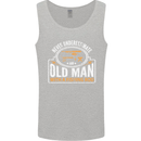 An Old Man With a Fishing Rod Fisherman Mens Vest Tank Top Sports Grey