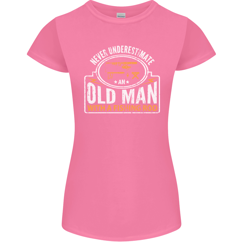 An Old Man With a Fishing Rod Fisherman Womens Petite Cut T-Shirt Azalea