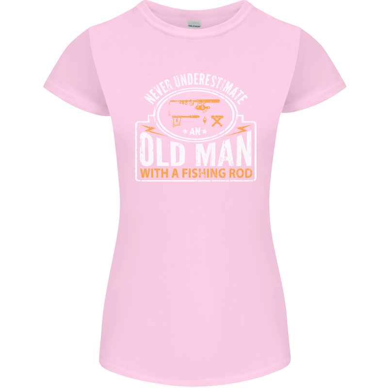 An Old Man With a Fishing Rod Fisherman Womens Petite Cut T-Shirt Light Pink