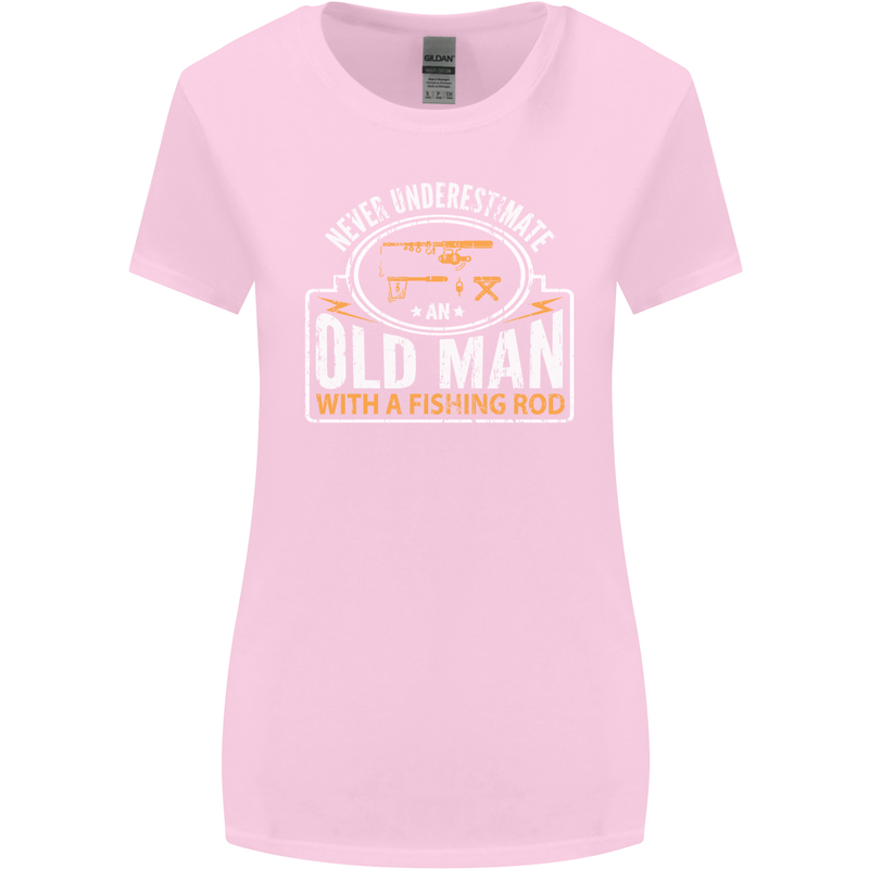 An Old Man With a Fishing Rod Fisherman Womens Wider Cut T-Shirt Light Pink