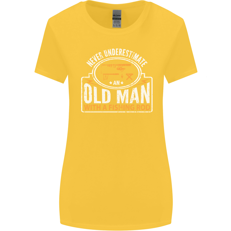 An Old Man With a Fishing Rod Fisherman Womens Wider Cut T-Shirt Yellow