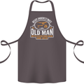 An Old Man With a Fishing Rod & Beer Funny Cotton Apron 100% Organic Dark Grey