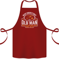 An Old Man With a Fishing Rod & Beer Funny Cotton Apron 100% Organic Maroon
