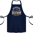 An Old Man With a Fishing Rod & Beer Funny Cotton Apron 100% Organic Navy Blue