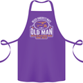 An Old Man With a Fishing Rod & Beer Funny Cotton Apron 100% Organic Purple