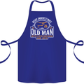 An Old Man With a Fishing Rod & Beer Funny Cotton Apron 100% Organic Royal Blue