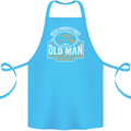 An Old Man With a Fishing Rod & Beer Funny Cotton Apron 100% Organic Turquoise