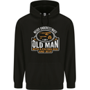 An Old Man With a Fishing Rod & Beer Funny Mens 80% Cotton Hoodie Black
