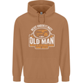 An Old Man With a Fishing Rod & Beer Funny Mens 80% Cotton Hoodie Caramel Latte